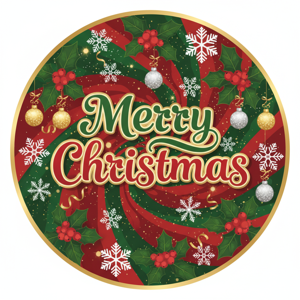 Give me a Merry Chrismas sticker in round shape