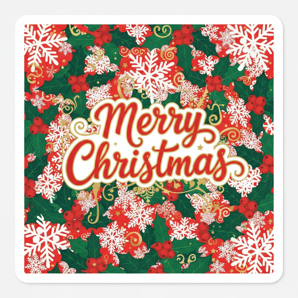 I need a merry Chrismas sticker, generate a squre shape sticker please